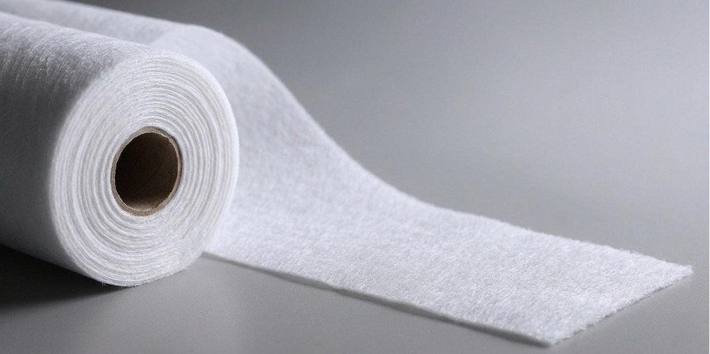 Detailed view of a slit hot air nonwoven roll showcasing its soft, lofted, and highly compressible fiber structure.